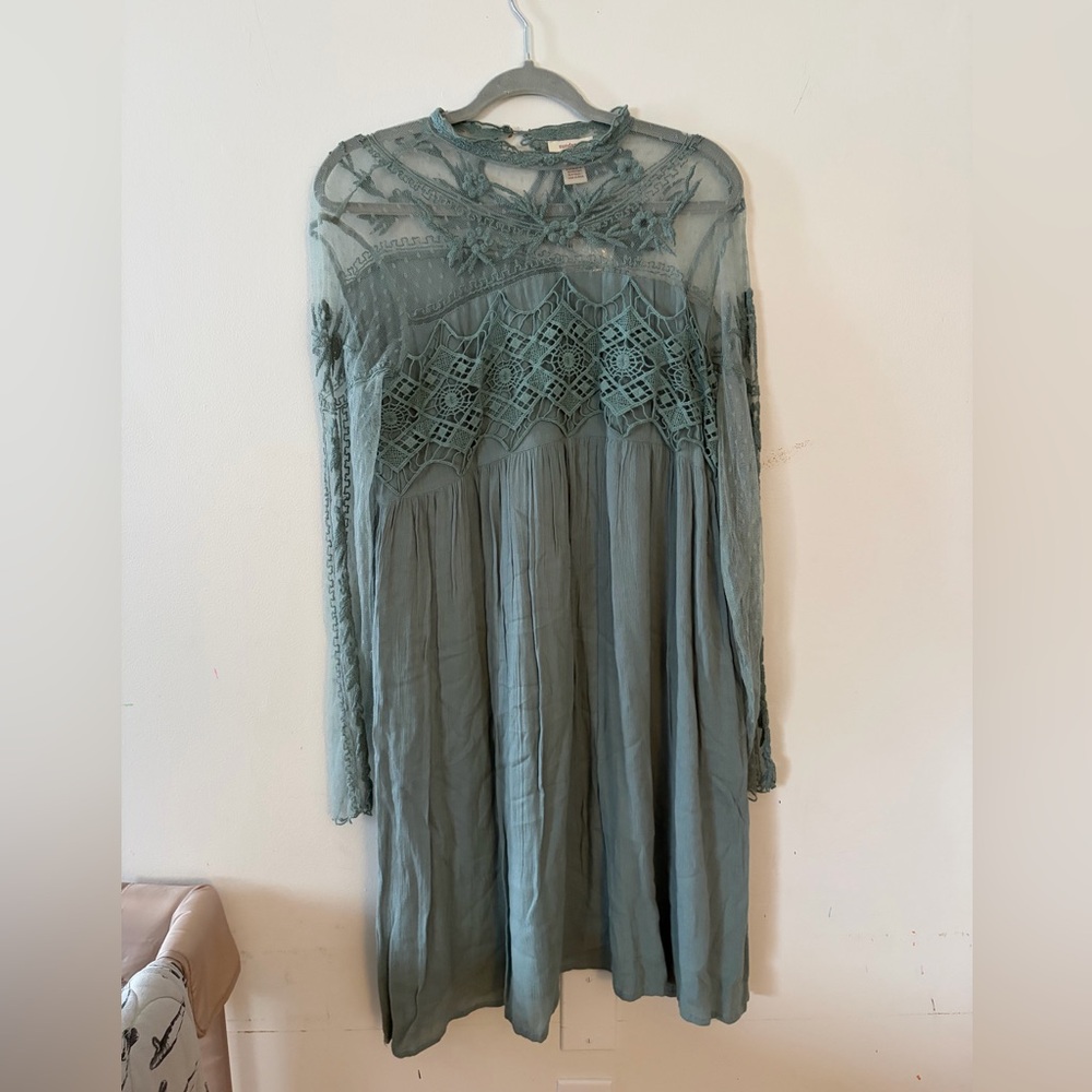 Sundance Teal Lace Long Sleeve Dress
